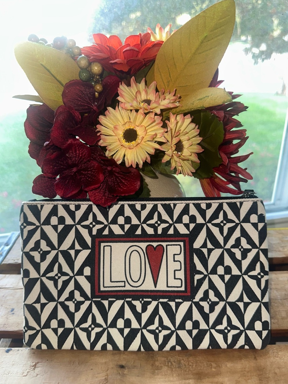 Brighton Fashionista Tom Clancy Love Clutch Pouch Black White Zipper -NWOT